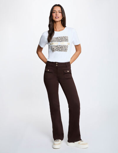 Pantalon bootcut marron fonc&eacute; femme