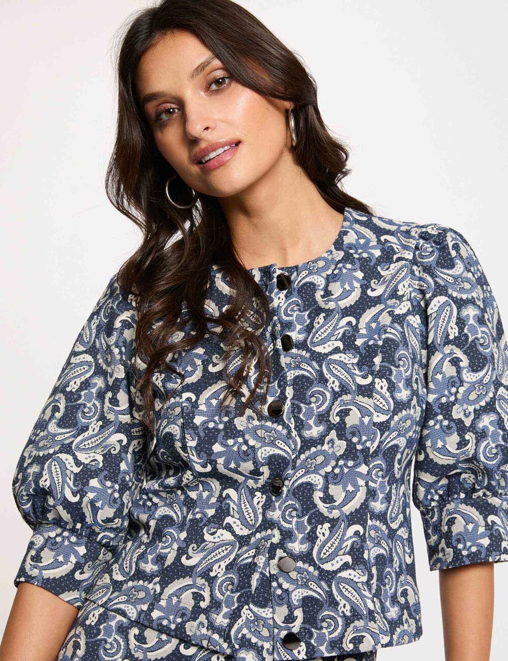 Veste manches bouffantes bleu femme