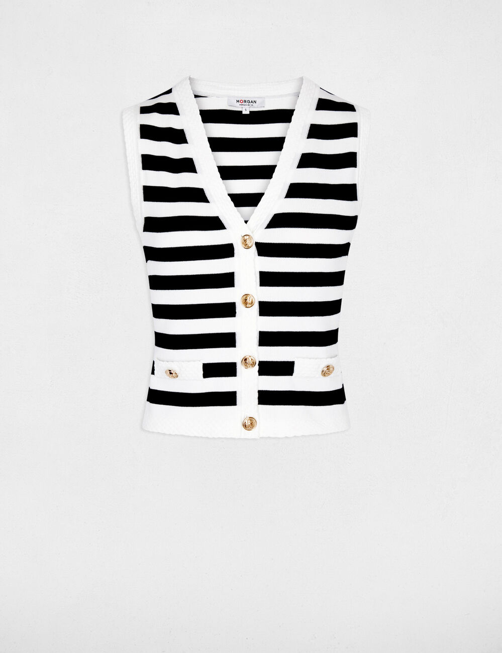Gilet sans manches ray&eacute; blanc femme