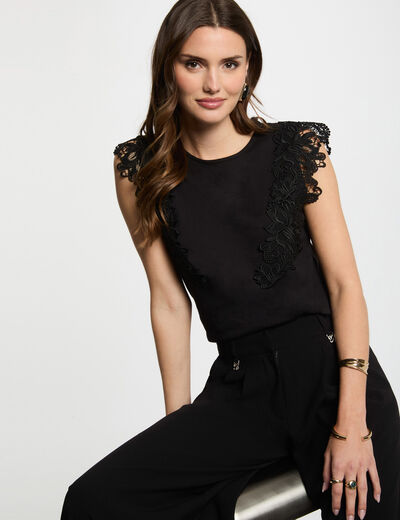 T-shirt manches courtes noir femme