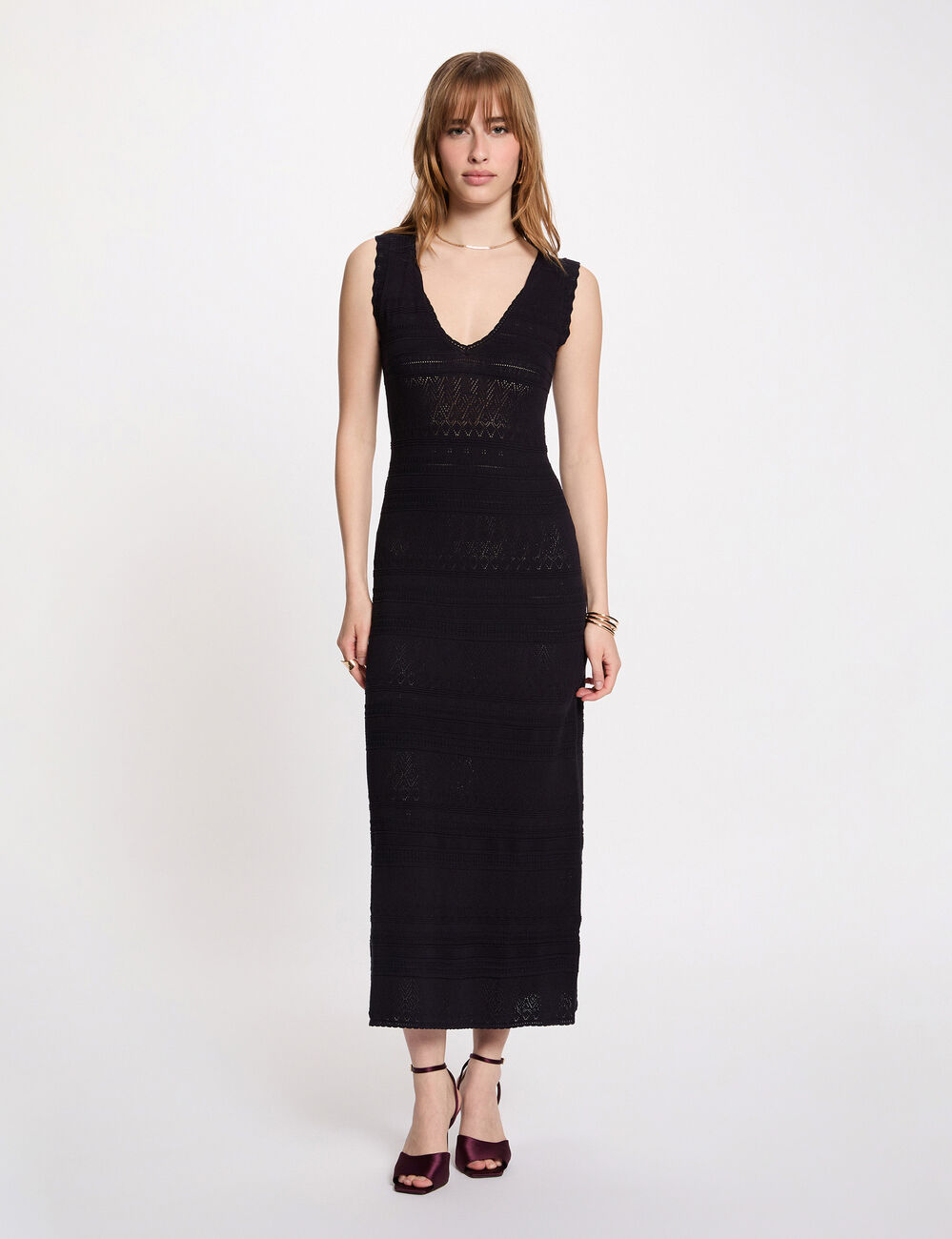 Enganliegendes Strickkleid marineblau damen