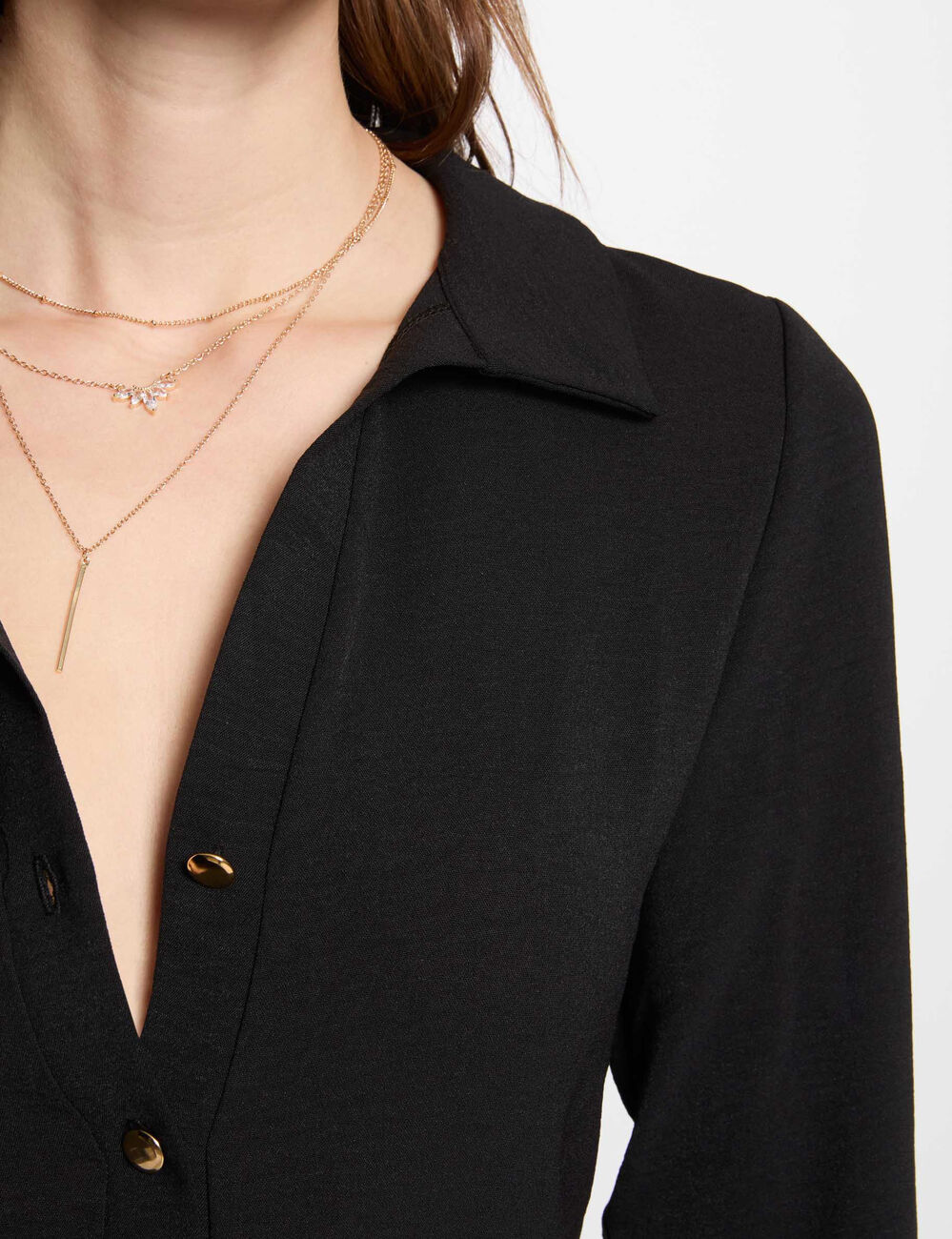 Kurzes, gerade fließendes Kleid schwarz damen