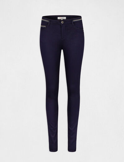 Pantalon slim enduit marine femme