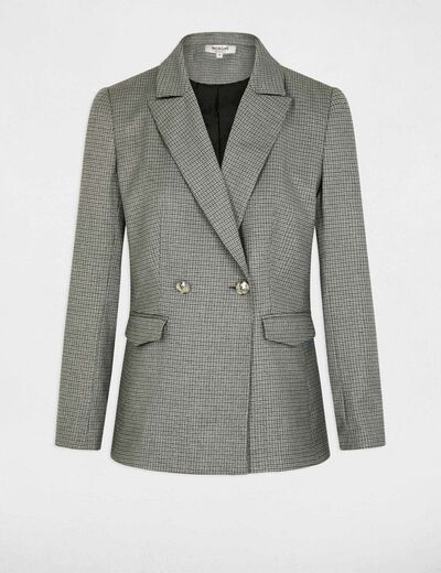 Veste cintrée à carreaux gris moyen femme