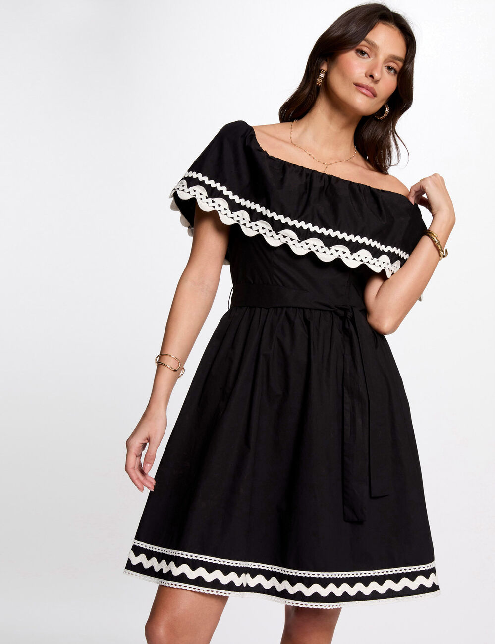 Kurzes Trapezkleid schwarz damen