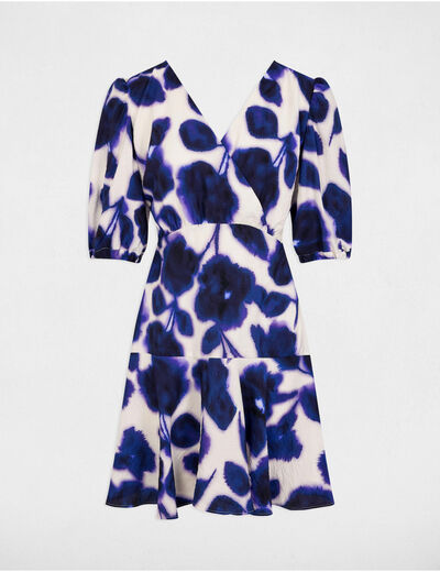 Robe courte évasée imprimée multicolore femme