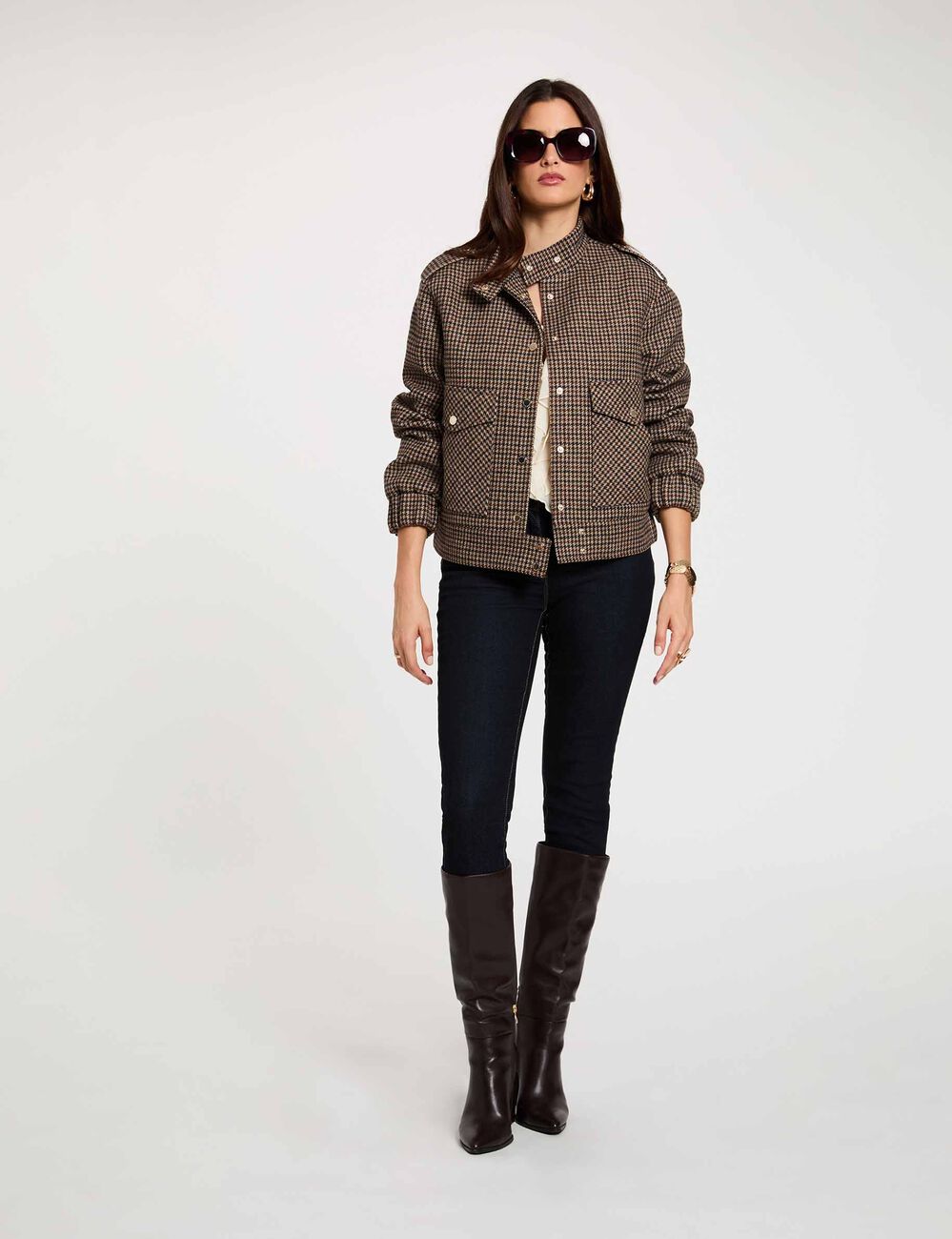 Tweedjacke mit Mao-Kragen mehrfarbig damen