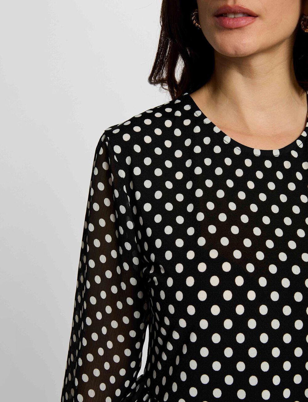 T-Shirt aus Voile mit Rundhalsausschnitt schwarz damen