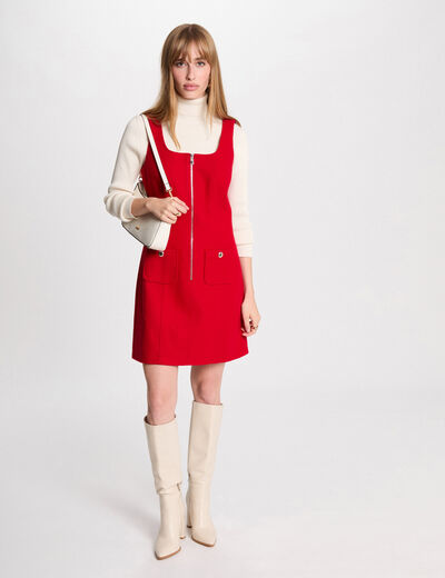 Kurzes Latzkleid mit Reißverschluss rot damen
