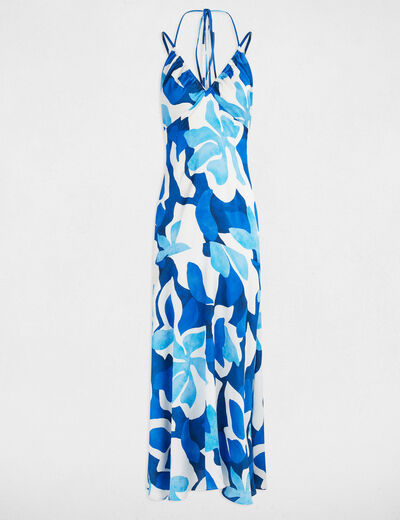 Robe longue droite imprimée multicolore femme