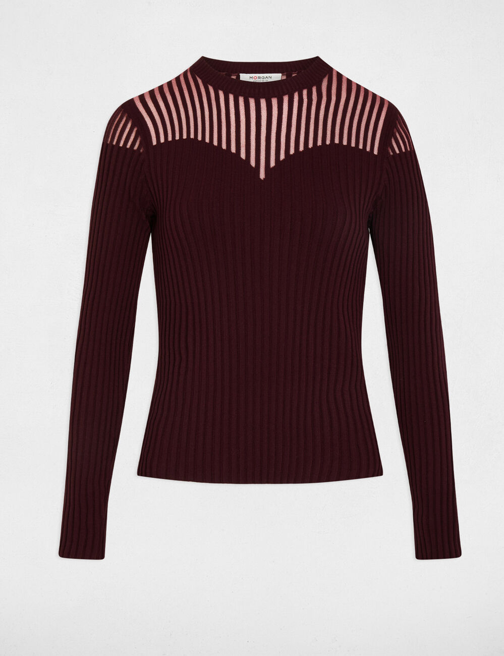 Pull noir cintr&eacute; prune femme