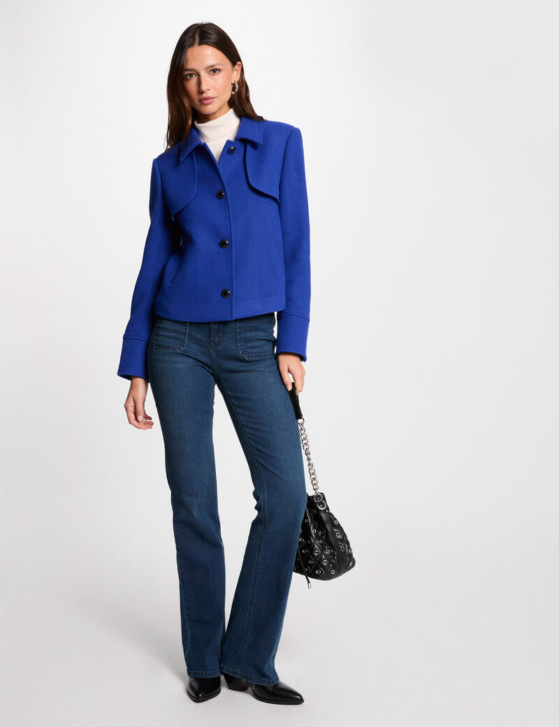 kurzer geknopfter mantel blau damen Kurzer, geknöpfter Mantel blau damen
