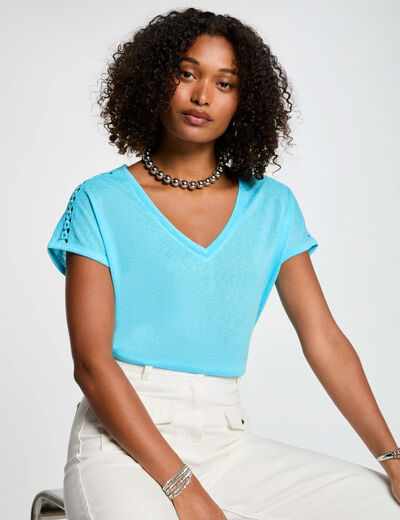 T-shirt mit kurzen Ärmeln himmelblau damen