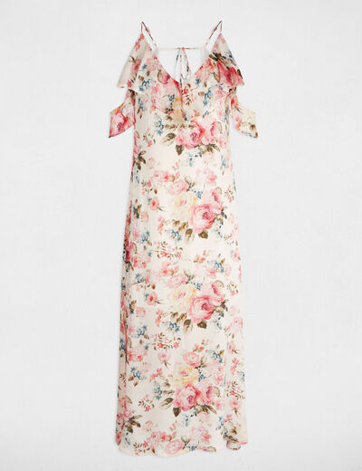Robe longue droite imprimée multicolore femme