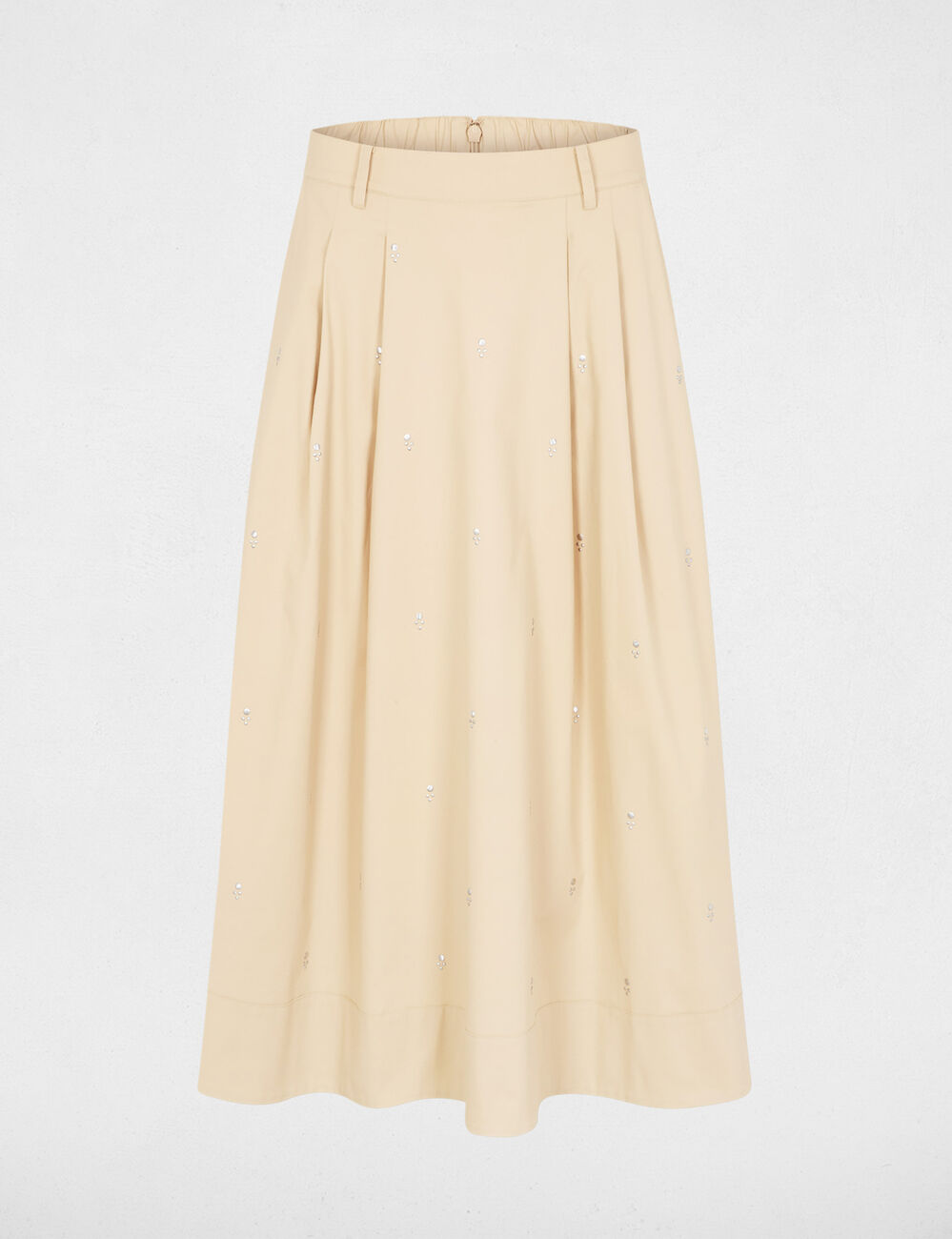 Jupe longue taille haute beige femme