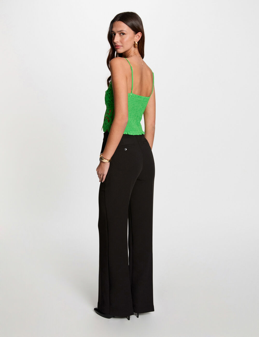 Crop top bretelles fines vert femme