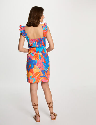 Top mit Muster und Volants mehrfarbig damen