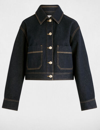 Blouson court en jean denim brut femme