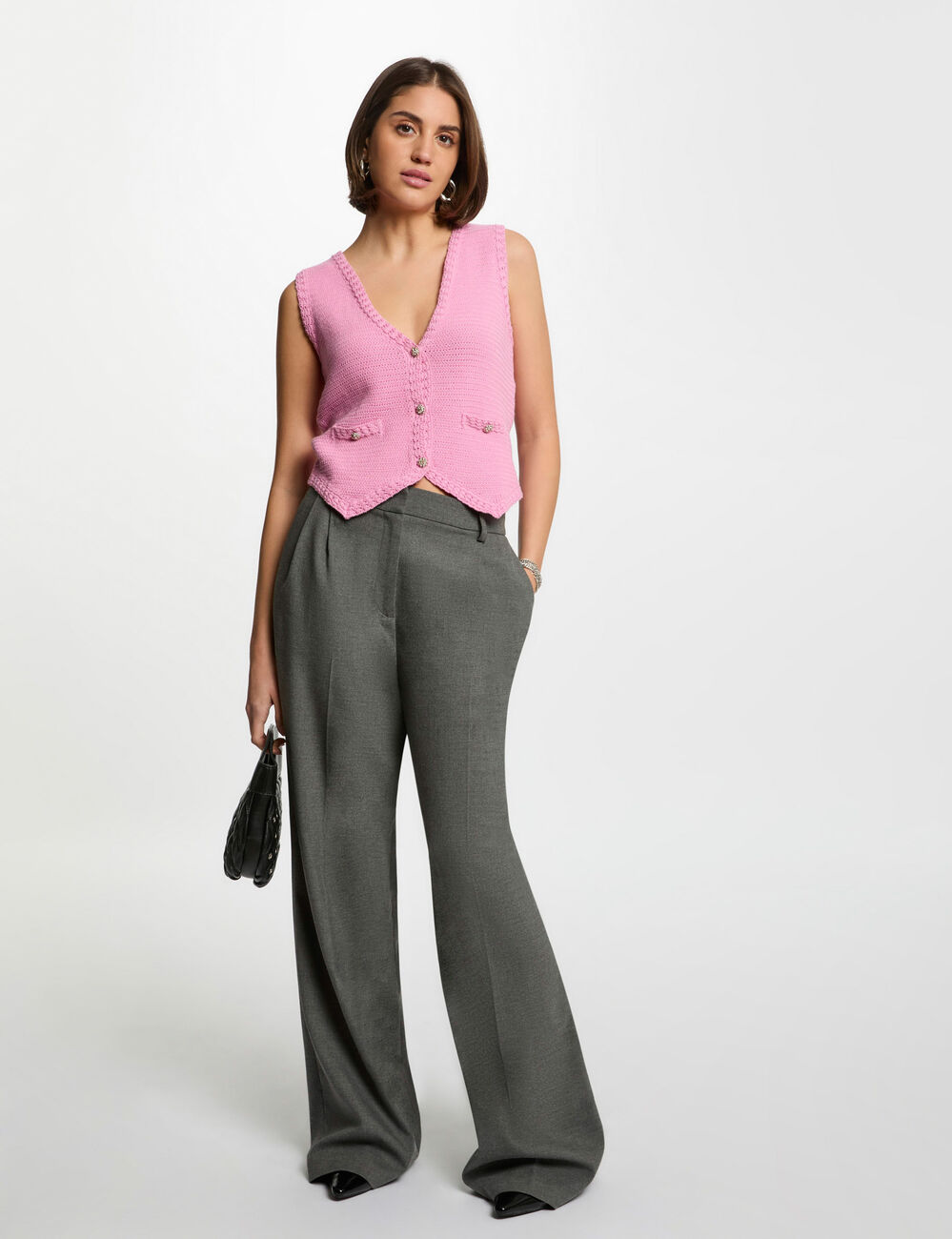Ärmellose Strickweste rosa damen