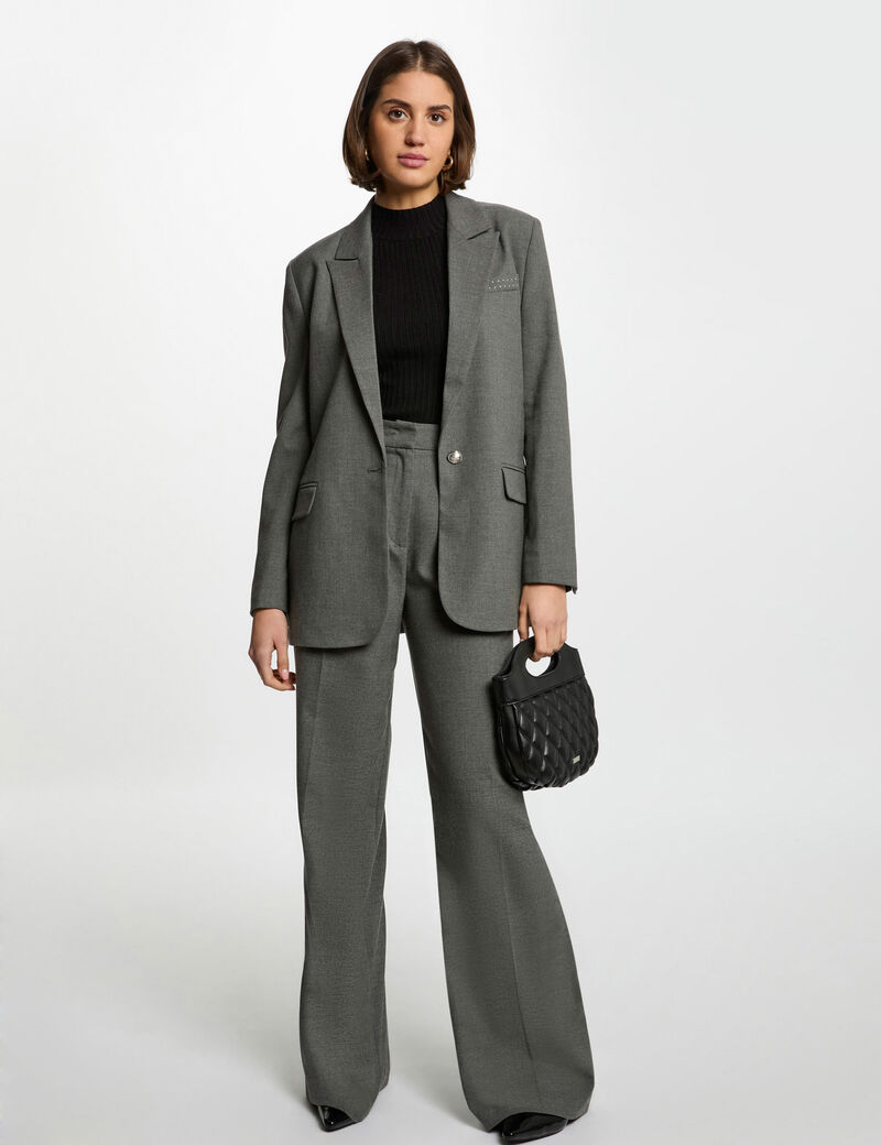 lange jacke mit nieten details gris clair damen Lange Jacke mit Nieten-Details gris clair damen