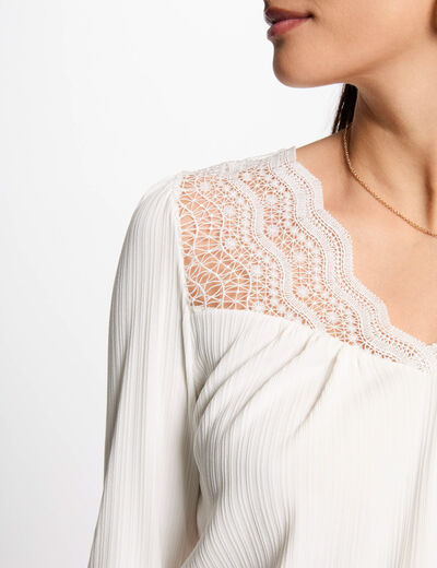 Langarm-T-Shirt weiss damen