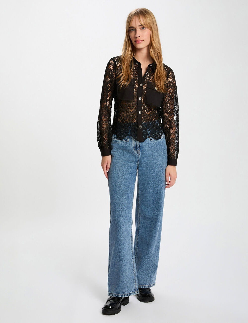 Langarmhemd schwarz damen