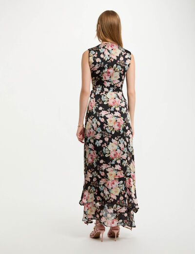 Robe longue droite imprimée multicolore femme