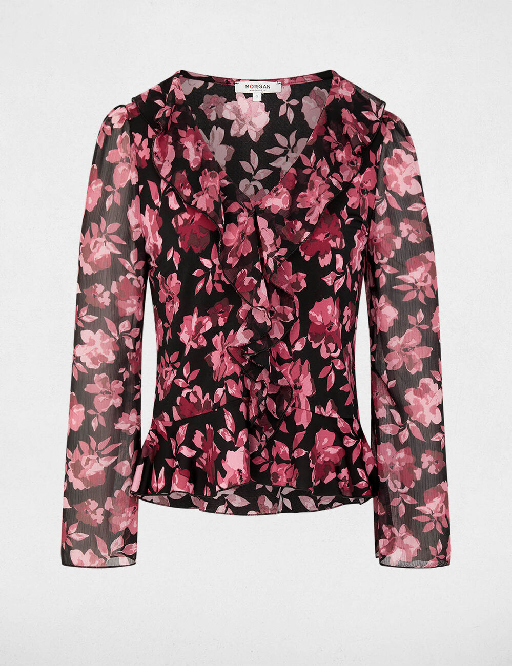 Blouse col v volants multicolore femme