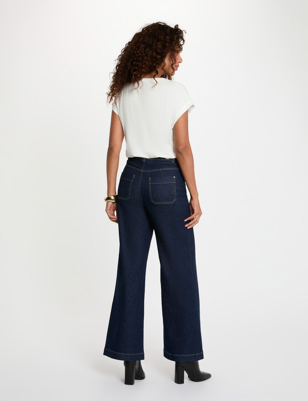 T-shirt col v manches courtes blanc femme