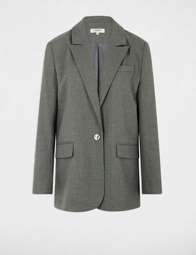 Lange Jacke mit Nieten-Details gris clair damen