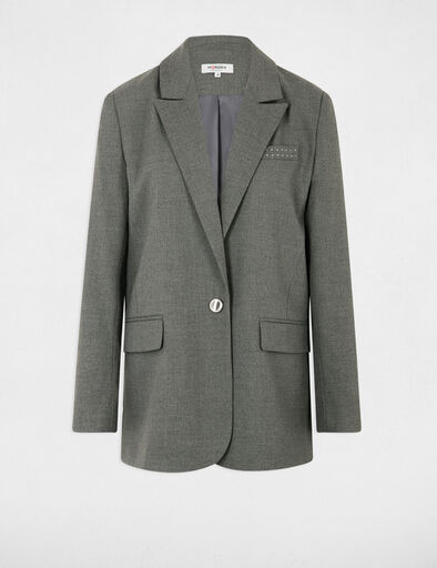 lange jacke mit nieten details gris clair damen Lange Jacke mit Nieten-Details gris clair damen
