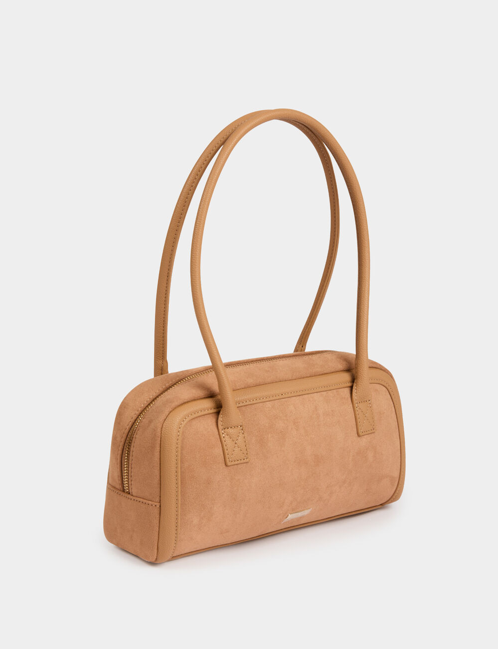 Sac baguette su&eacute;dine beige femme