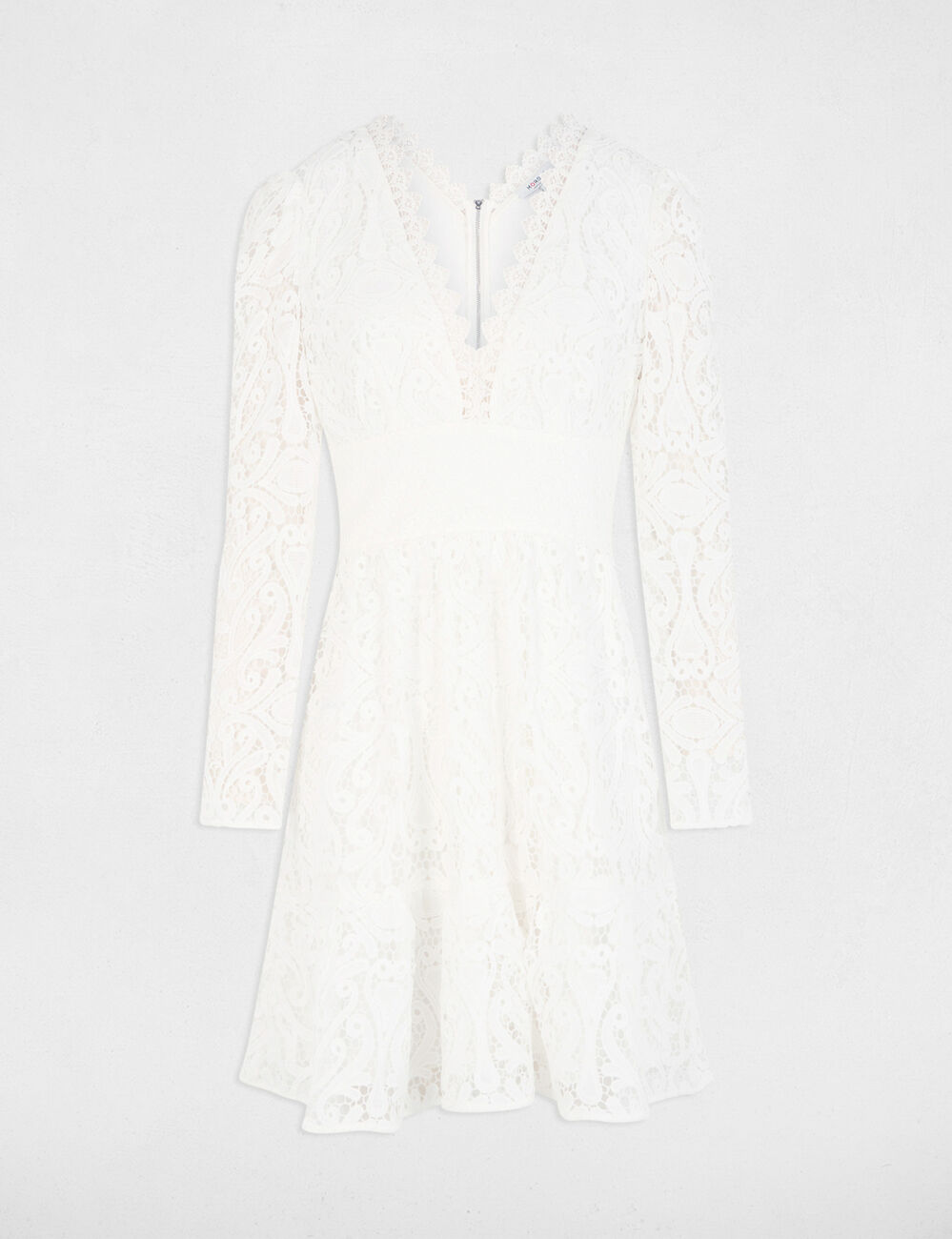Kurzes, ausgestelltes Spitzenkleid weiss damen