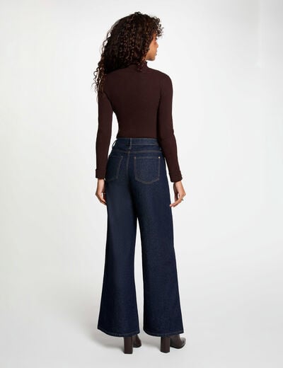 Pull col montant marron fonc&eacute; femme