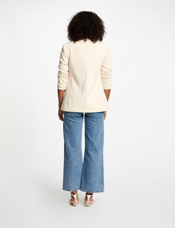 veste courte col chale ivoire femme Veste courte col châle ivoire femme