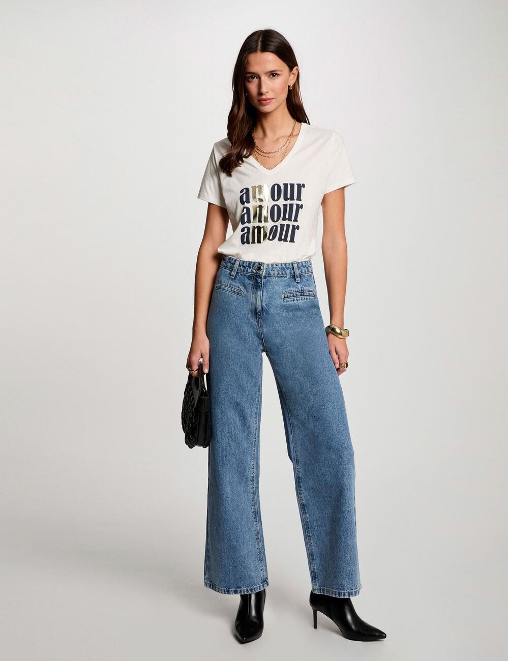 T-shirt à inscription blanc femme