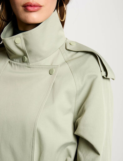 kurzer flieender trenchcoat hellgrun damen Kurzer, fließender Trenchcoat hellgrün damen