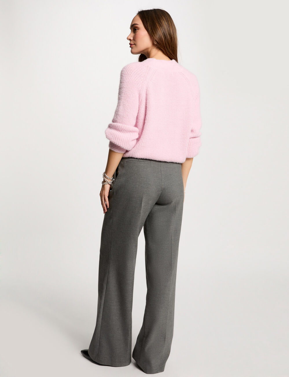Gilet manches longues rose pastel femme