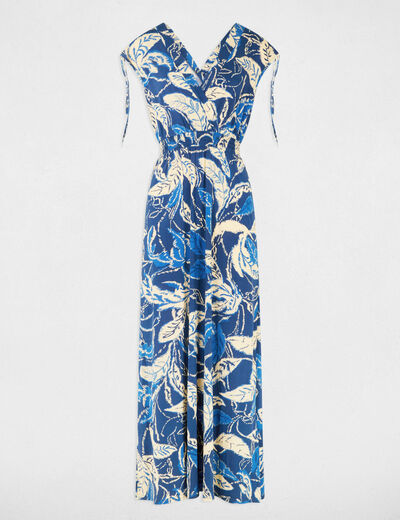 Robe longue droite imprimée multicolore femme