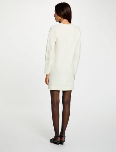 Robe tricot manches longues ivoire femme