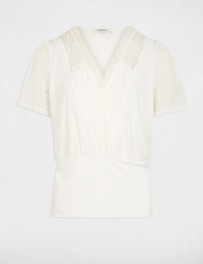 T-shirt manches courtes blanc femme