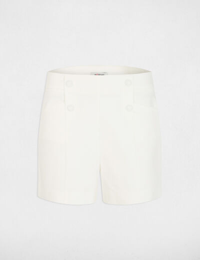 Short droit à pinces blanc femme