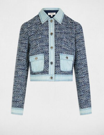 Veste courte tweed multicolore femme