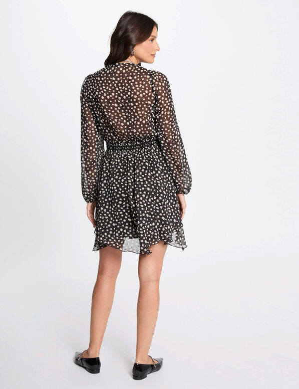kurzes ausgestelltes gepunktetes kleid mehrfarbig damen Kurzes, ausgestelltes gepunktetes Kleid mehrfarbig damen