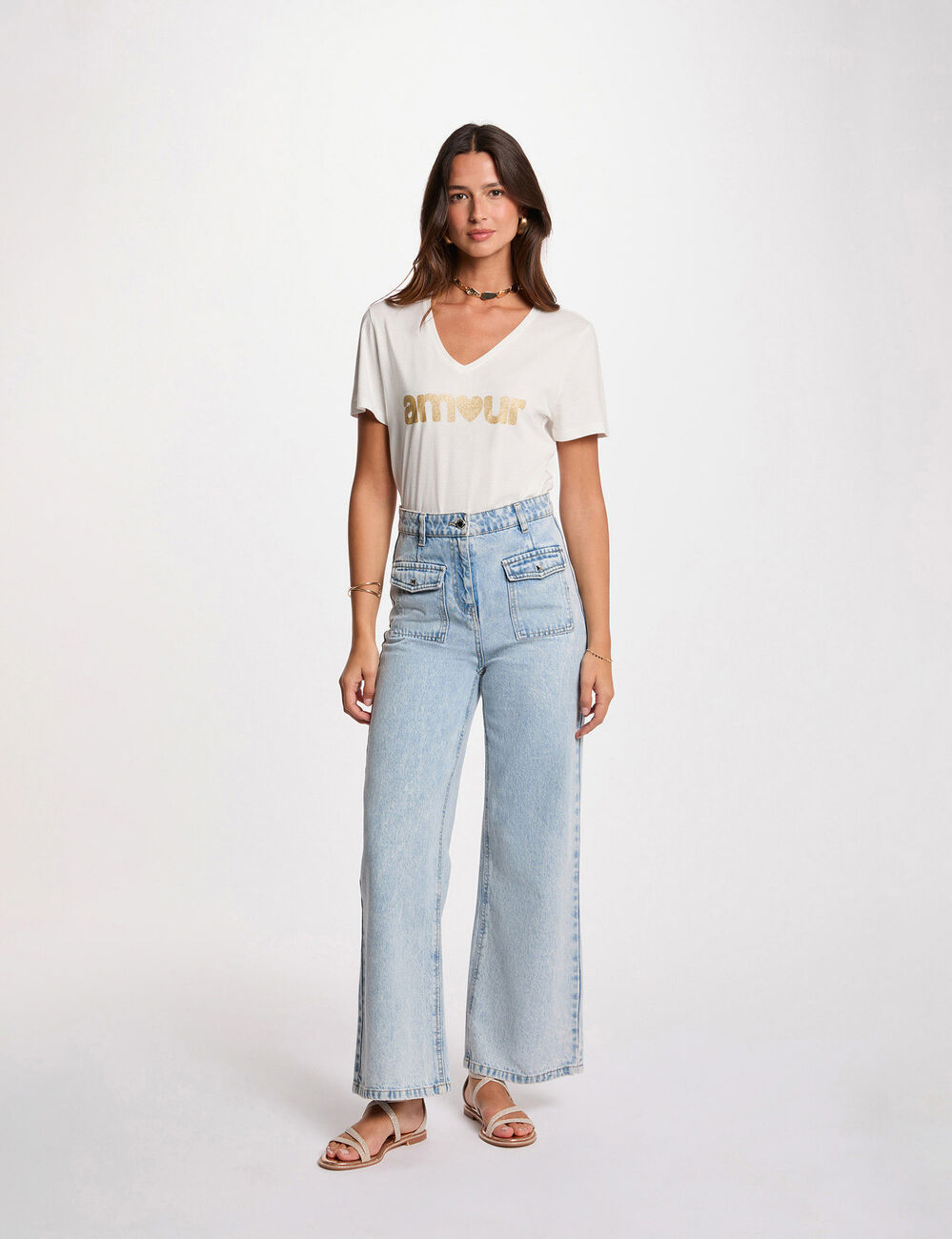 T-shirt mit Aufschrift weiss damen