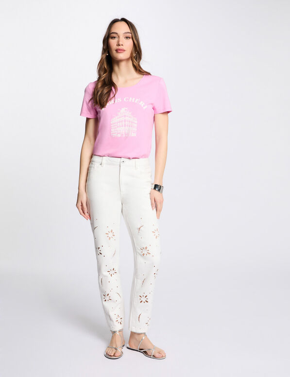 bestickte gerade jeans weiss damen Bestickte gerade Jeans weiss damen