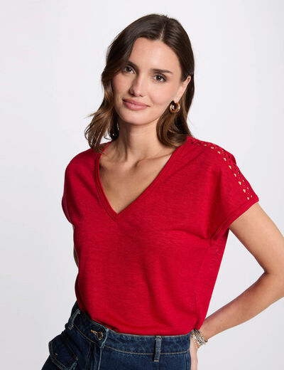 T-shirt mit kurzen Ärmeln rot damen