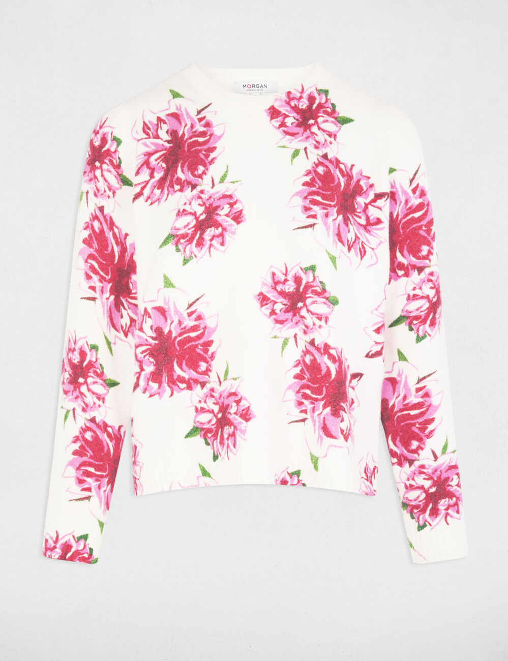 Pullover mit Blumenmuster elfenbein damen
