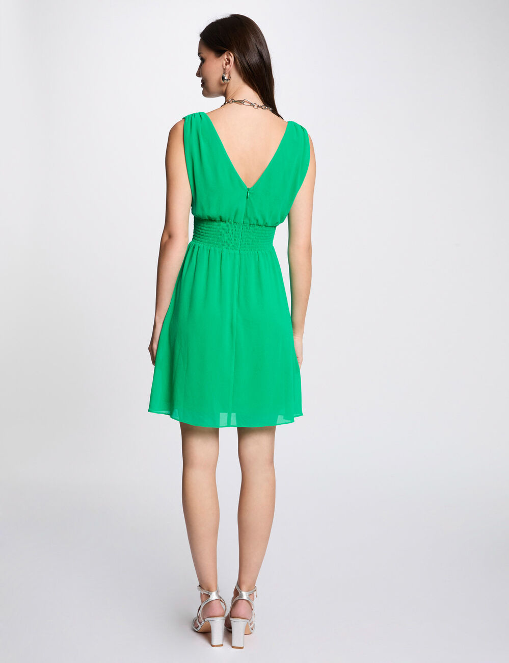 Kurzes, fließendes, ausgestelltes Kleid smaragdgrün damen