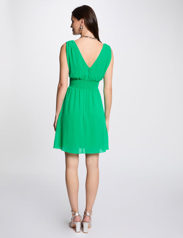 Kurzes, fließendes, ausgestelltes Kleid smaragdgrün damen